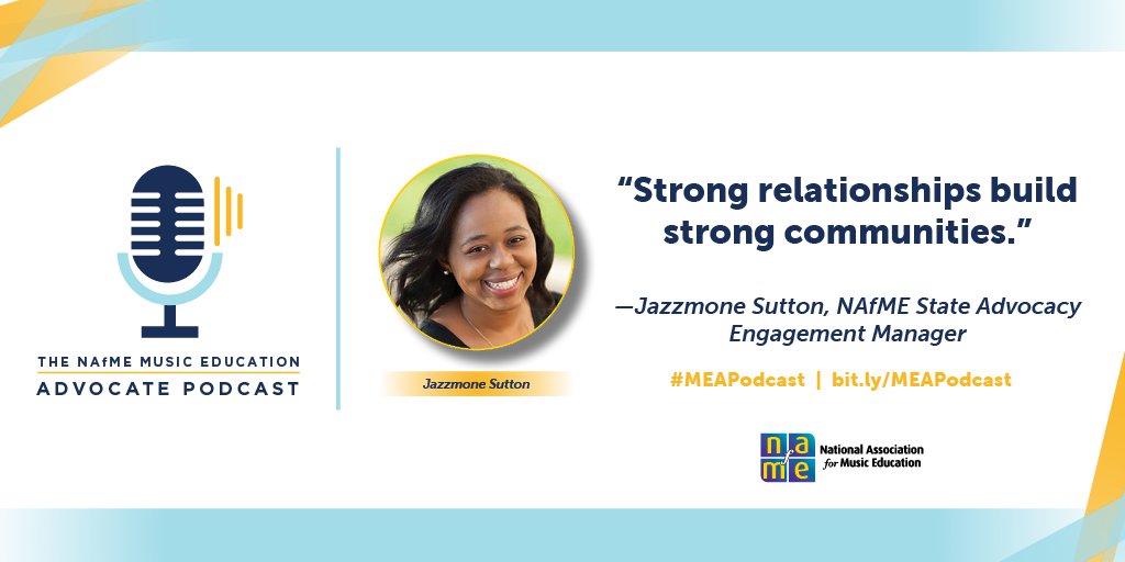NAfME's tweet photo. Ten episodes of the NAfME Music Education Advocate Podcast are available on demand: https://t.co/eTudtUwIra #MEAPodcast Hear stories from across the country on how fellow music educators and advocates are making a difference for music education and how you can join them. https://t.co/MuuqIEZatX