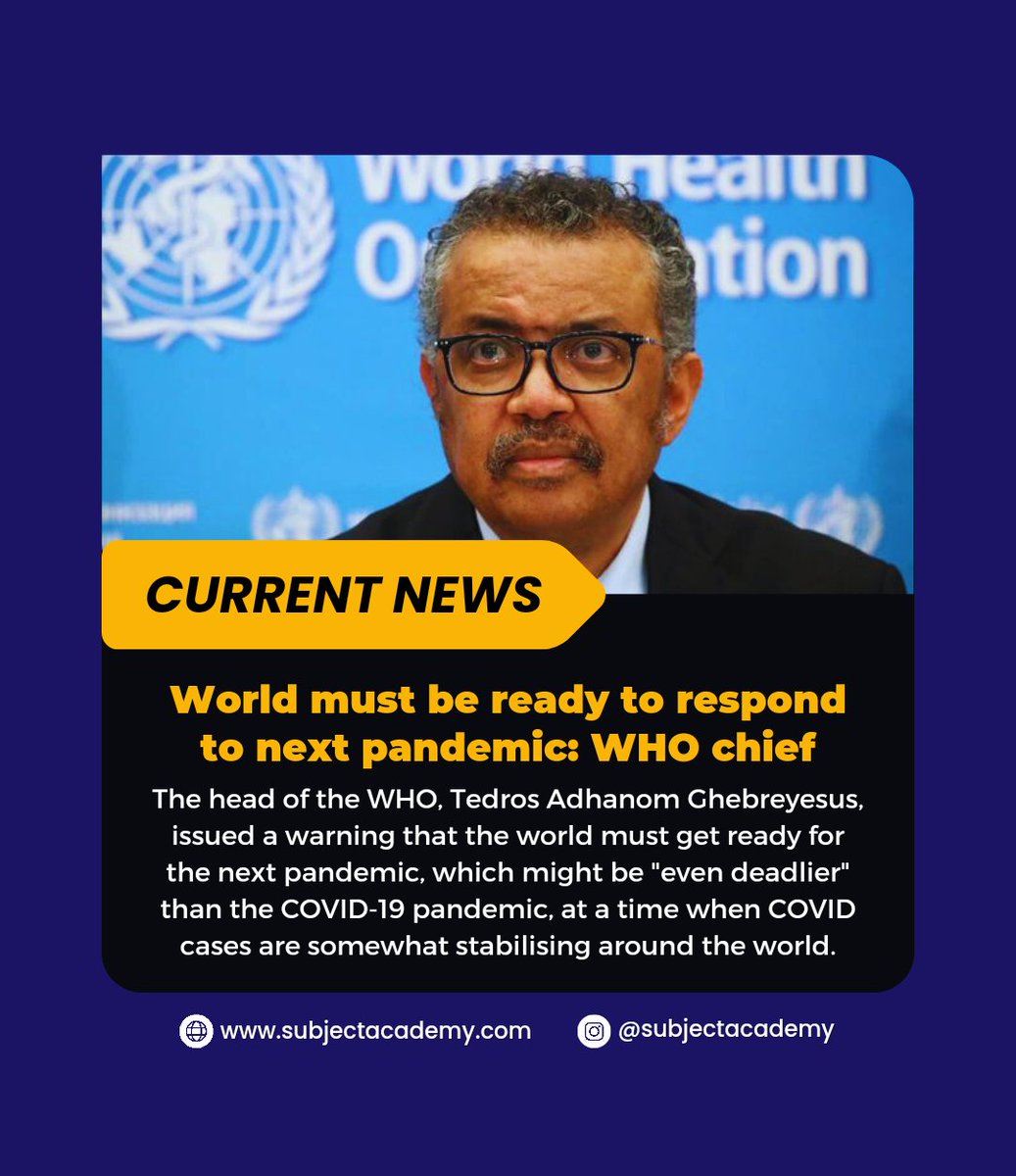 Tedros Adhanom Ghebreyesus has warned that the world should be ready for the next pandemic, which might be “even deadlier” than Covid-19.
-
Follow for more posts like this!
.
.
.
.
.
#covid #coronavirus #corona #lockdown #dirumahaja #quarantine #d #socialdistancing #cov #WHO