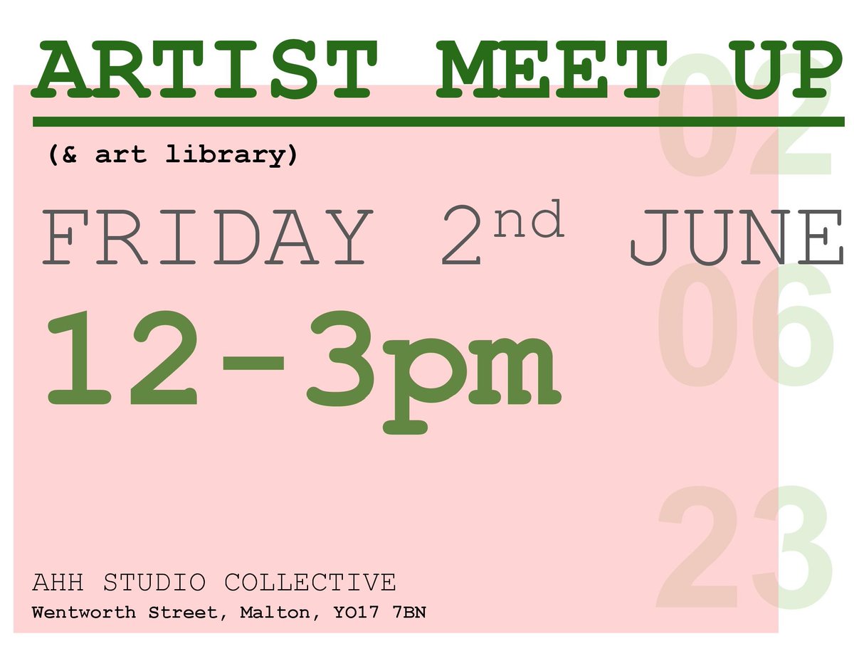Artist meet-up in Malton! Join <a href="/ahhstudiocolle1/">ahhstudiocollective</a> at Community House in Malton for an artist/creatives social next Friday (2nd June) from 12 noon!  ahhstudiocollective.co.uk