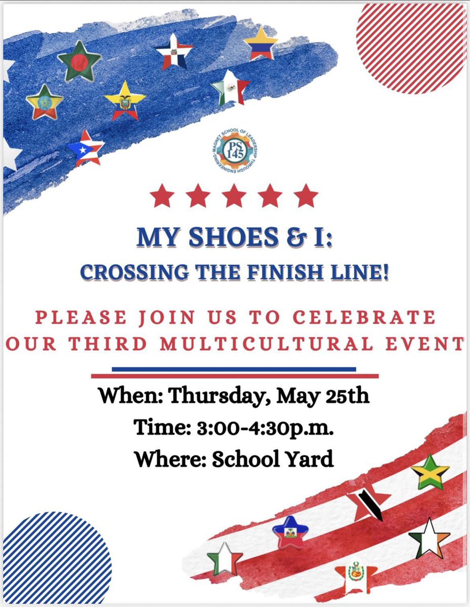 ps145k's tweet image. Hoy celebramos todas las increíbles culturas de nuestra comunidad! ¡Únete con nosotros para nuestro tercer evento multicultural anual!  #multiculturalevent #multicultural #schoolcommunity #ps145k #district32 #artshow #studioinaschool #magnetschool @julia_hynes @D32Bushwick