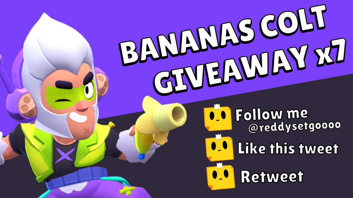 Better late than never ‼️
🎁 #BANANASCOLTGIVEAWAY x7 🎁
Winners receive a code to unlock the skin, exclusive pin and profile icon in-game!

TO ENTER: 
👤 Follow me 
❤️ Like 
🔄 Retweet  

Winners drawn on June 1st, GOOD LUCK!!