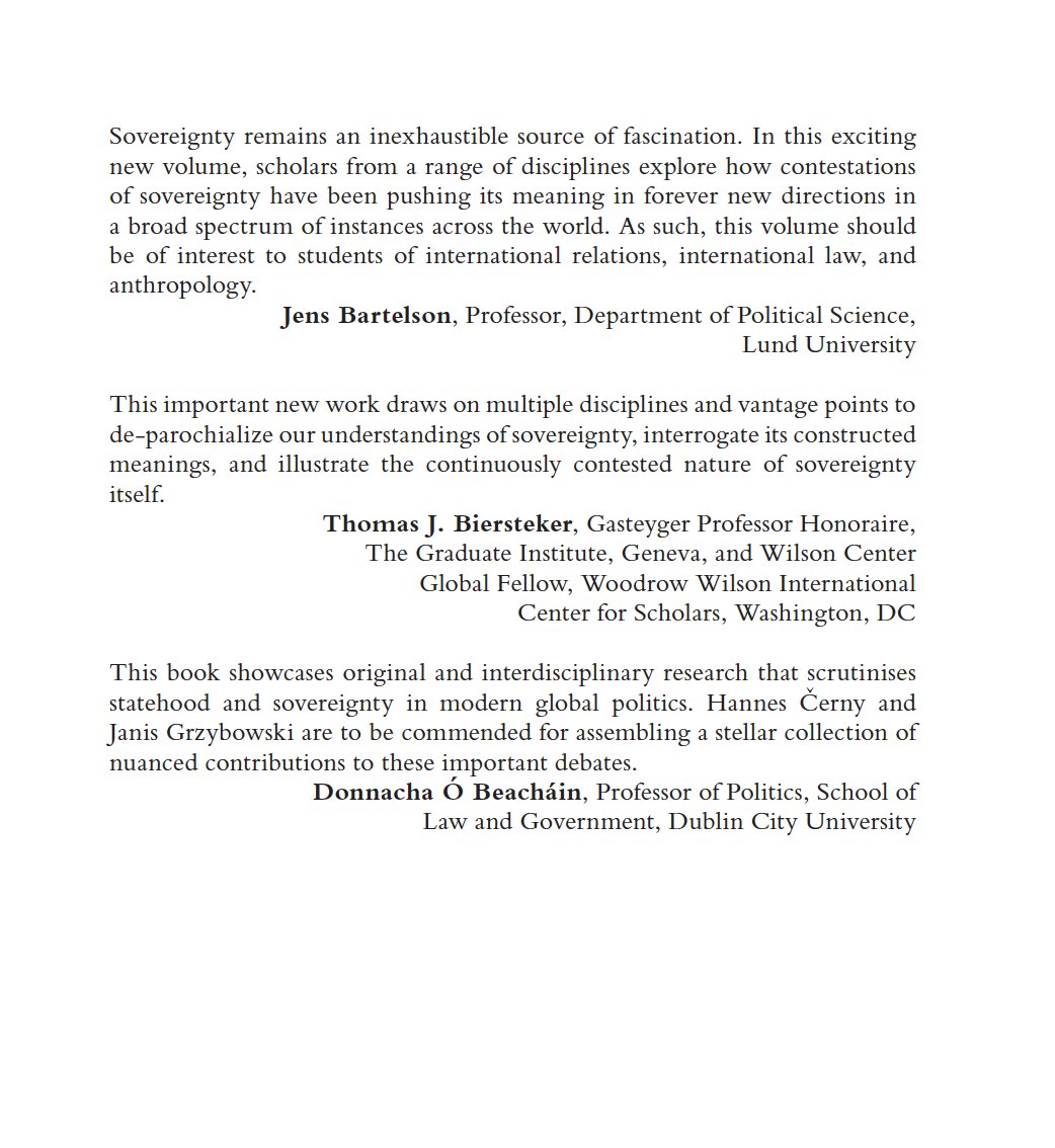 New stellar title published w/ Routledge Studies in Statehood (@Statehud)! 'Variations on Sovereignty: Contestations and Transformations from around the World' Edited by: Hannes Černy and Janis Grzybowski taylorfrancis.com/books/edit/10.… Email me if you have a suitable book proposal!