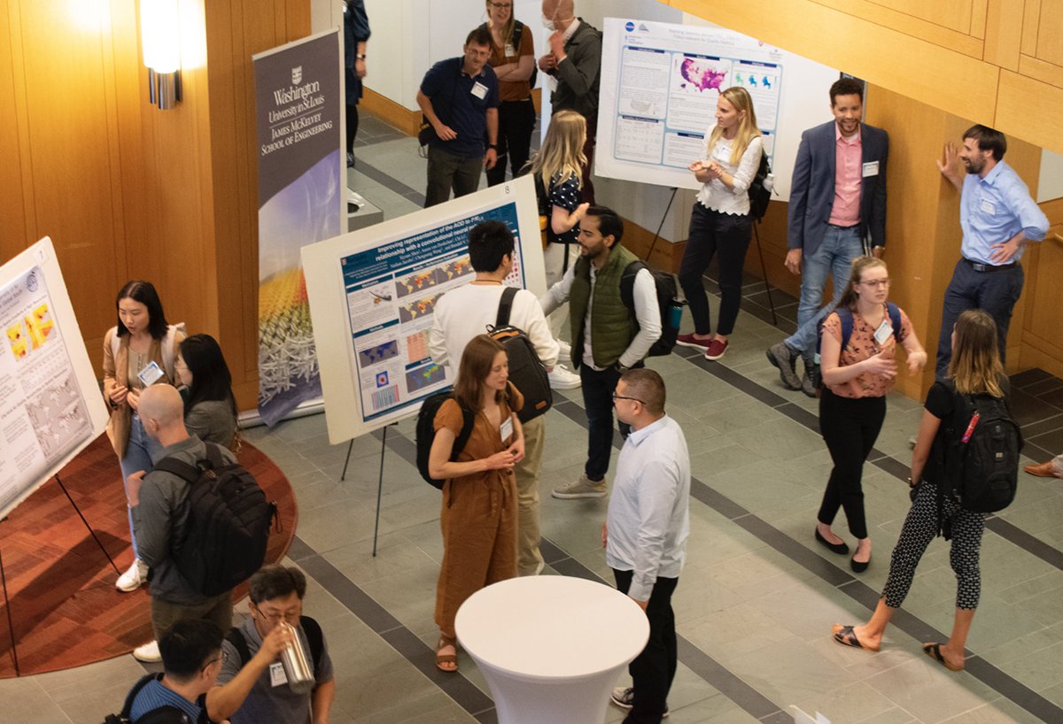 If you missed our @NASA_HAQAST meeting in June, you can still catch up - all talks, posters, and photos are online at haqast.org/haqast-missour… I love this shot-from-above moment at the poster session - a room bursting with conversation.