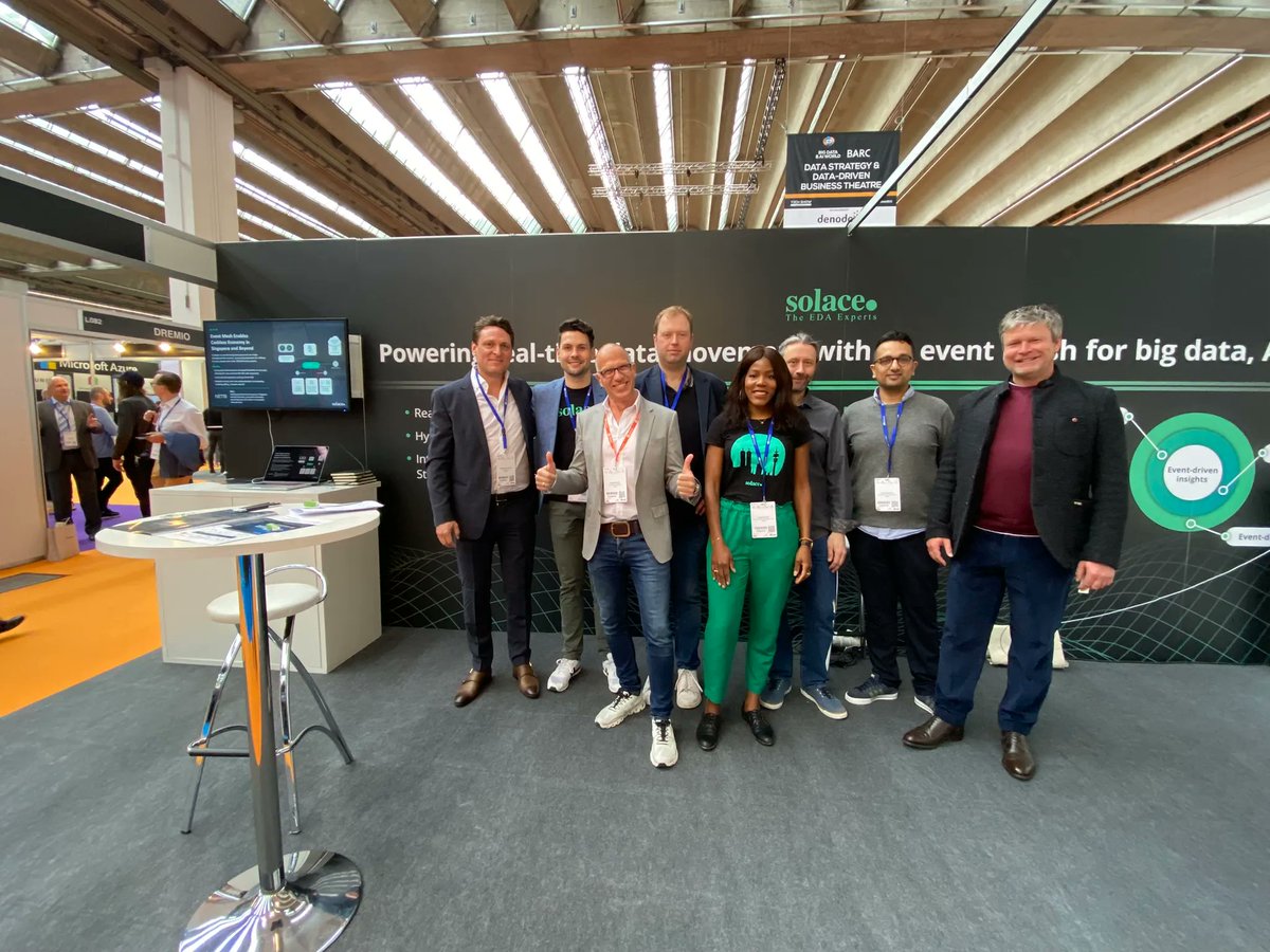 solacedotcom's tweet image. We enjoyed Big Data &amp;amp; AI World in Frankfurt earlier this month! Our own Rainer Frohnhöfer &amp;amp; Benjamin Gottstein were there to discuss how an #eventmesh enables #realtimedata across disparate environments and how it can improve decision-making.Check out photos from the event 👇