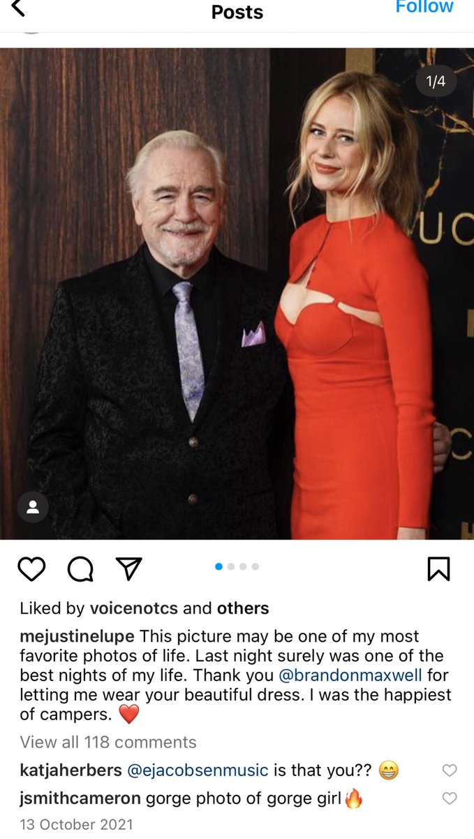 obsessed with Gerri from Succession commenting this on Willa from Successions insta post