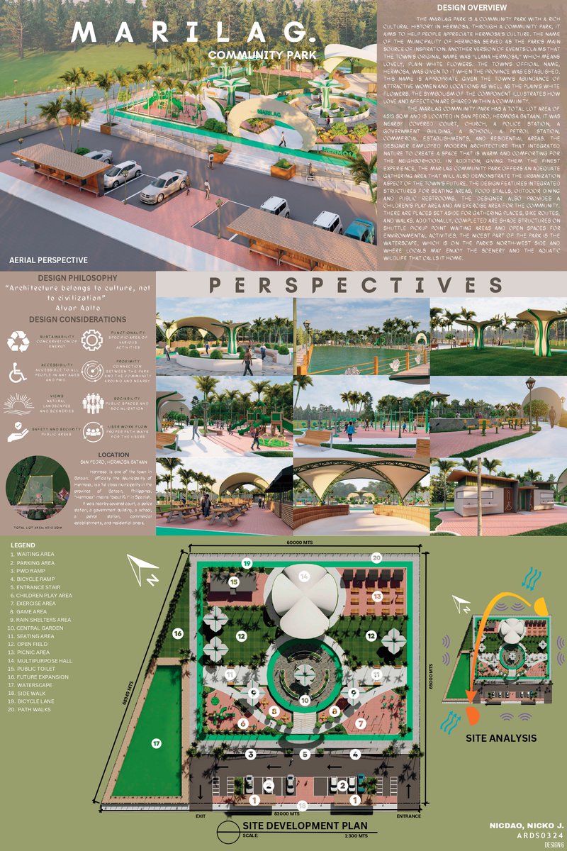 ThoughtsArki's tweet photo. Architectural Design 6
Plate 3 - PROPOSED PARK

Autocad / SketchUp / Lumion / Canva https://t.co/H1KeS1sBaD