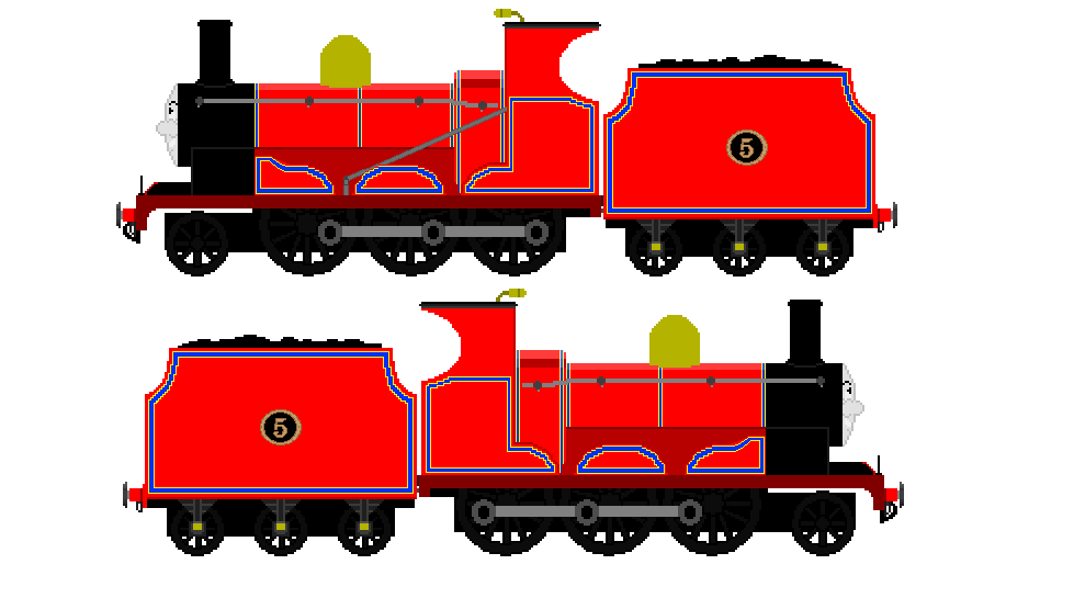 Done a AU Concept of James. Like with the other AU Concepts, he has a number plate instead of being painted on, double lining consisting of blue and yellow and one of his splashers is different. I do plan on making models of these at some point.