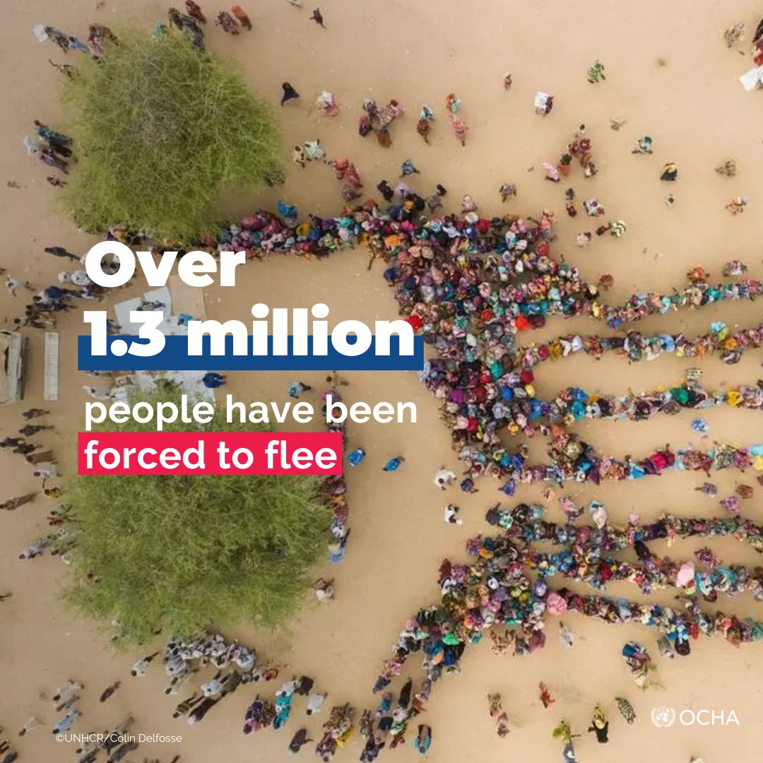 UNOCHA_Sudan's tweet photo. Conflict has pushed many people in #Sudan to seek safety in safer areas inside the country and Egypt, Ethiopia, Chad, South Sudan and the Central African Republic.

The parties must allow civilians safe passage and access to humanitarian assistance and essential services. https://t.co/N8t73qOmeF