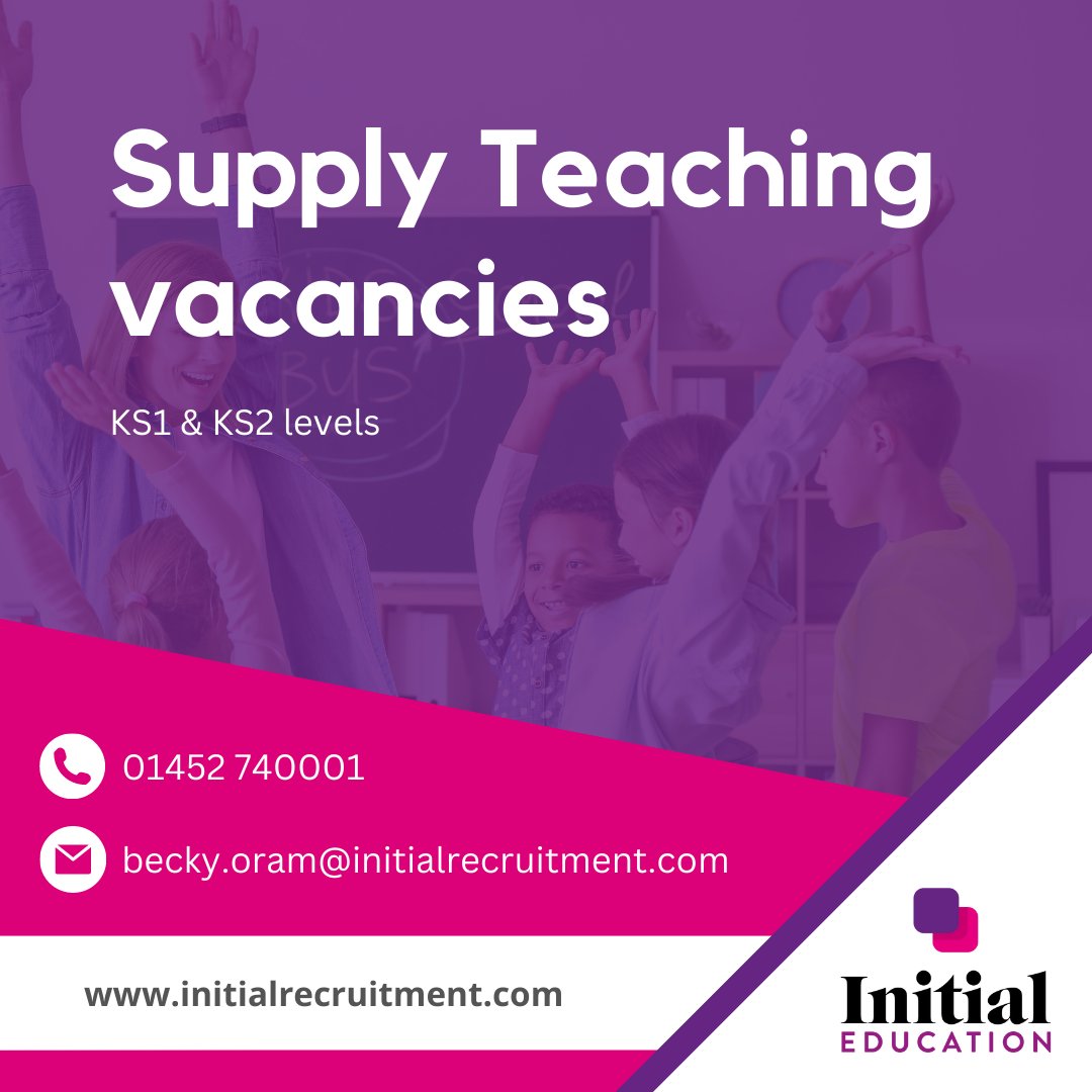 Attention #PrimarySchool Teachers! We are seeking enthusiastic and driven individuals for supply work in the Herefordshire, Worcestershire and Gloucestershire regions.

#ApplyNow to take your teaching experience to the next level. 

#TeachingOpportunity #EducationCareers