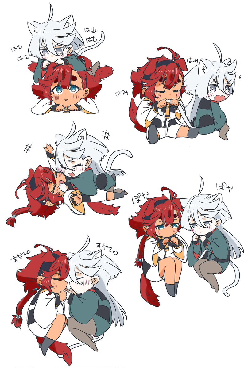 miorine rembran ,suletta mercury multiple girls 2girls animal ears school uniform tail yuri red hair  illustration images