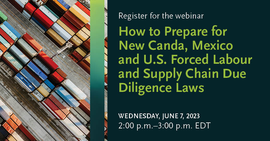 jbhorwitz's tweet photo. Join me, Eduardo Sotelo Cauduro of @sanchezdevanny and Angela Santos of @ArentFoxSchiff on June 7 as we discuss the requirements in the USMCA region and best practices for a supply chain diligence and compliance program.
 
Register here: https://t.co/Eid4ekmkRx https://t.co/yCOH4vrZIk