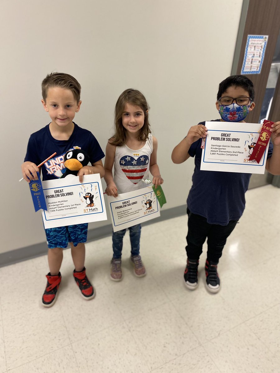 Today we had a very special Penguin Patrol for the most <a href="/STMathTX/">STMathTX</a> puzzles completed in the BUILDING  

1st place Madden McMillan 7,836!
2nd place Santiago Garcia Saucedo 5,887!
3rd place Stella Blakemore 5,309!

1st, 2nd, and 3rd place were all in Kindergarten! Way to waddle!
