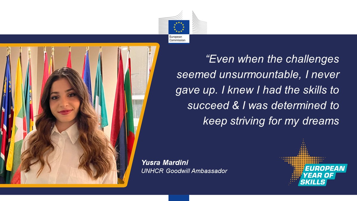 🧵We are back at the conference with the inspiring words from @YusraMardini to introduce panel on nurturing, attracting and retaining international talent. #EuropeanYearofSkills 📺europa.eu/!qqvg6n