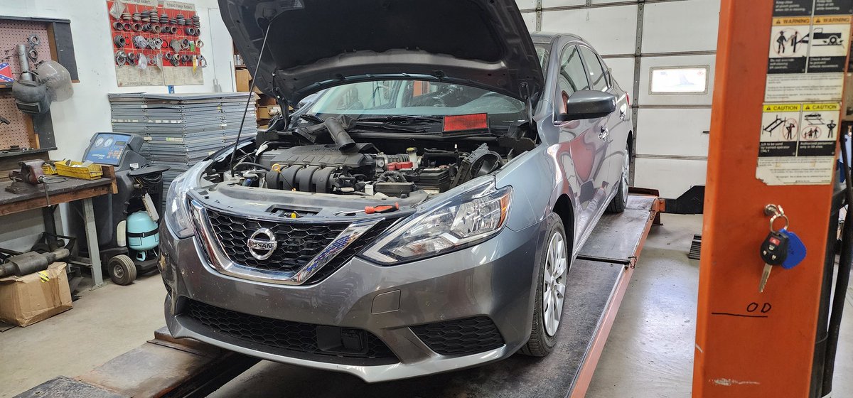 Nissan sentra is here for an oil change and general inspection.