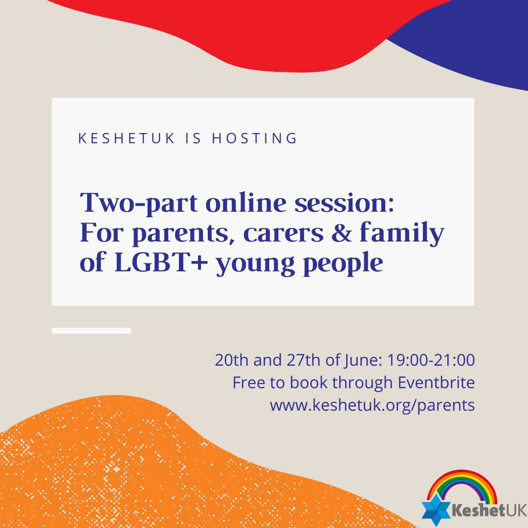 Are you a parent, carer or family member of an LGBT+ person and want to learn more about how to create better spaces for them and improve your own knowledge? Join KeshetUK for this two part sessions and sign up here: https:/:KeshetUK.org/parents