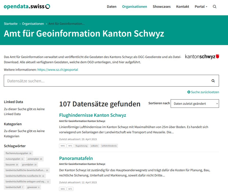 Neu sind die Geodaten des <a href="/KantonSchwyz/">Kanton Schwyz</a> als #OGD auf <a href="/opendataswiss/">opendata.swiss</a> aufgeschaltet. Das Angebot an verfügbaren Formaten wird noch ausgebaut.

Link zur Medienmitteilung:
sz.ch/behoerden/info…

Direkter Link zu den Daten:  opendata.swiss/organization/a…

#OpenGovernmentData #Geodata