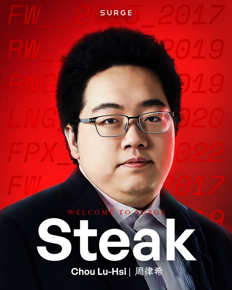 Welcome, Chou 'Steak' Lu-Hsi! Starting his coaching career in 2017 with Flash Wolves, Steak has 5 years of LPL experience with esteemed teams RNG & FPX, achieving two Top 2 finishes in 2021. Thrilled to support his new endeavors beyond the LPL.
