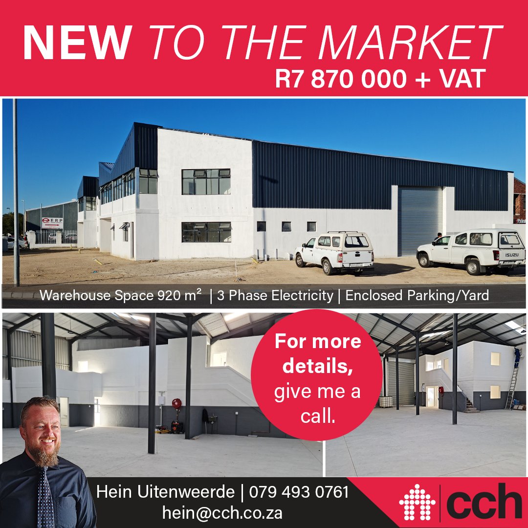 920 m² Warehouse For Sale In Blackheath! - Cape Town - R7 870 000 + VAT

Click for full listing: cch.co.za/results/indust…

#CCH #capetown #blackheath #saxenburgpark #warehouseforsale #officespace #industrialproperty #commercial #industrialpropertyforsale