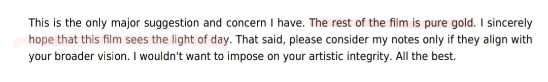 ana_mancholas's tweet photo. Getting this kind of feedback after several shitty weeks is the best feeling ever. 

#BigBreakScreenwritingContest
#FinalDraftBigBreak https://t.co/KvTgMBlUB1