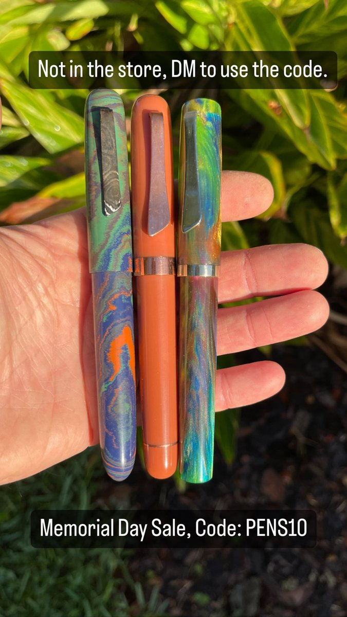 Memorial Day Sale!  These are not in the store, DM to use the code:  PENS10
.
#nofilter #writeturnz 
#penmaker #pens 
#pensforsale #tampa 
#writingequipment #ink 
#writing #journaling 
#fpgeeks 
#fountainpen #handmade 
#fountainpens #luxurylifestyle 
#jewelry #maker #creator