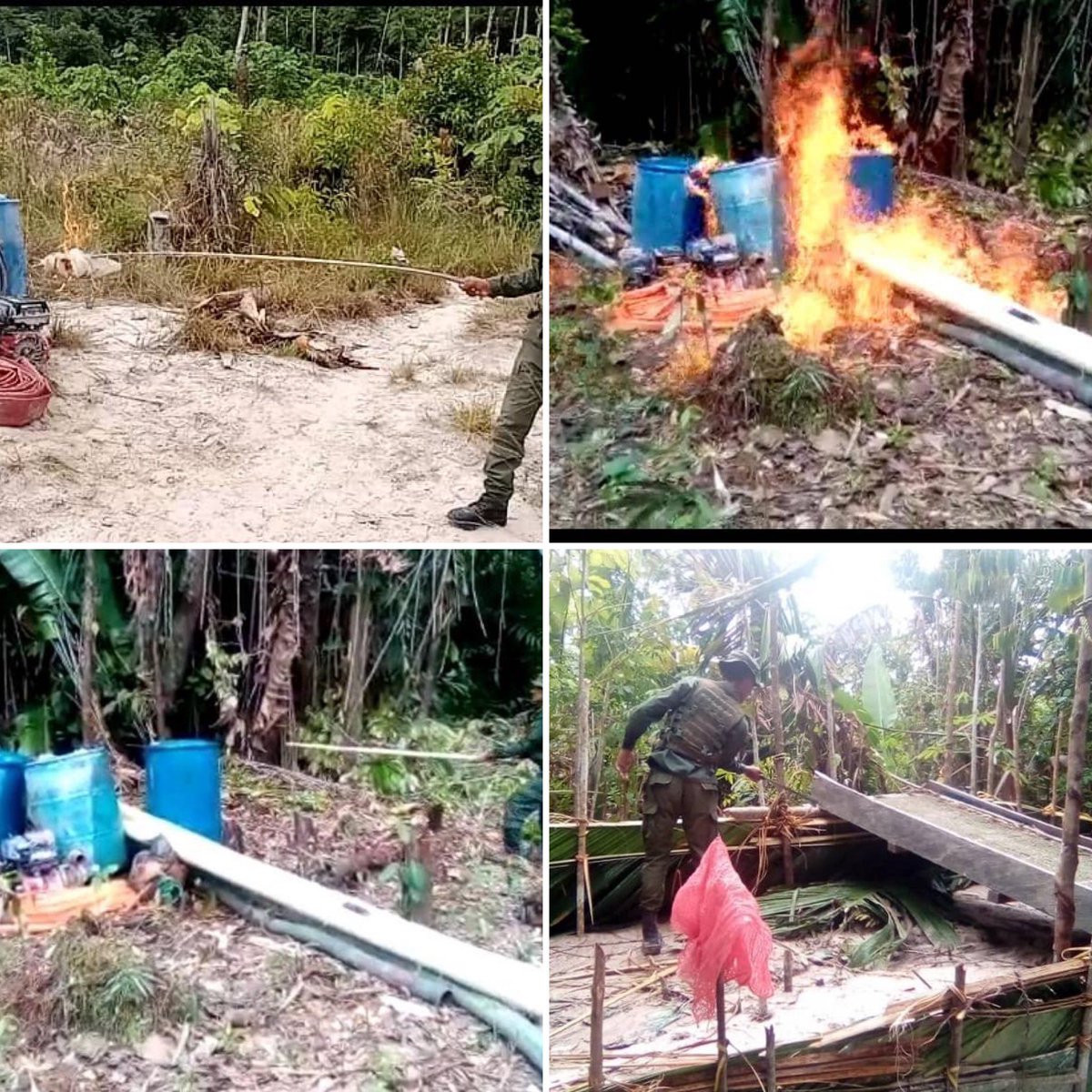 dhernandezlarez's tweet photo. #FANB desplegada en el estado Amazonas destruyendo las estructuras logísticas de depredación ambiental existentes en el Parque Nacional Yapacana. Ningún interés particular estará sobre los intereses del Estado y de la nación. 
FANB activa los planes de seguridad y defensa de la nación, contra grupos delincuenciales nacionales y extranjeros que arbitrariamente e infringiendo nuestras leyes, destruyen sistemáticamente la naturaleza. 

#IntegrarEsVencer