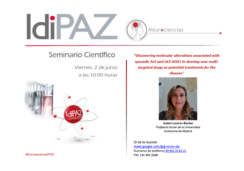 Are you interested in #ALS and new potential treatments? You can follow my talk: meet.google.com/gtg-mcnv-xkj 2nd of june at 10 am.
Keep fighting against ALS!!! @IdiPAZScience @UAM_Madrid @UAM_Medicina @IIBmCSICUAM @MadridEla