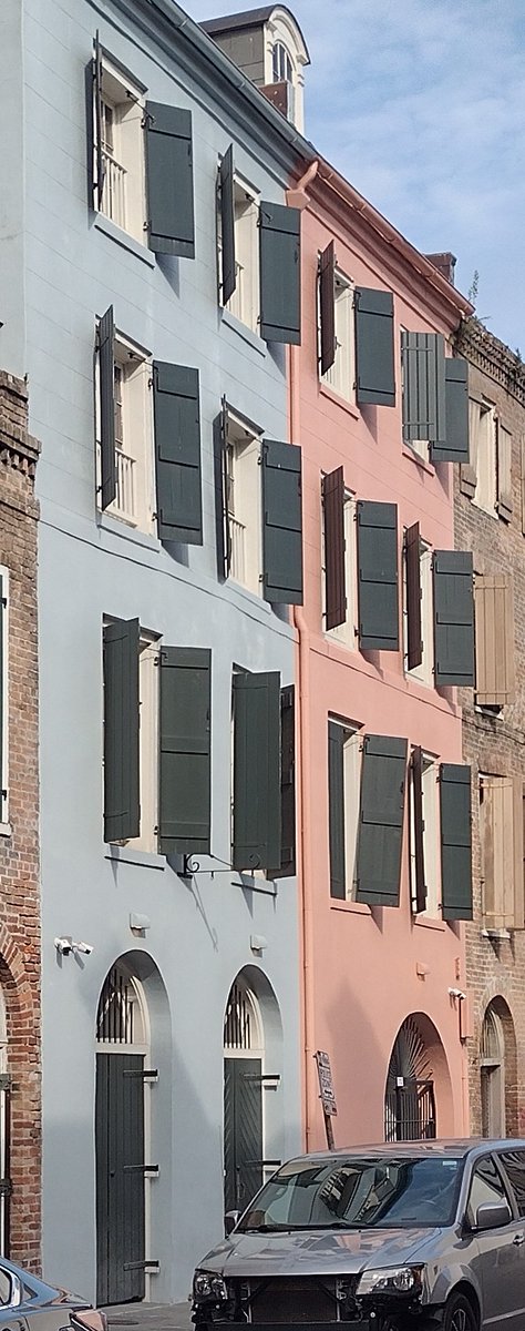 These Conti Street townhouses give an idea of what the French Quarter looked like prior to the circa-1850 trend to build iron-lace galleries onto facades.
