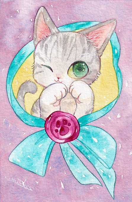#1日でフォロワー何人増えるかチャレンジ #透明水彩 でネコを描きます