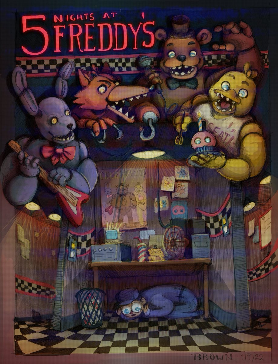 beeebrown80's tweet photo. I'm sitting and waiting in anticipation- Josh Hutcherson better bunker up under the desk lol 😂
#Fnaf #fanart #fnafmovie https://t.co/3g8OtBTXRt