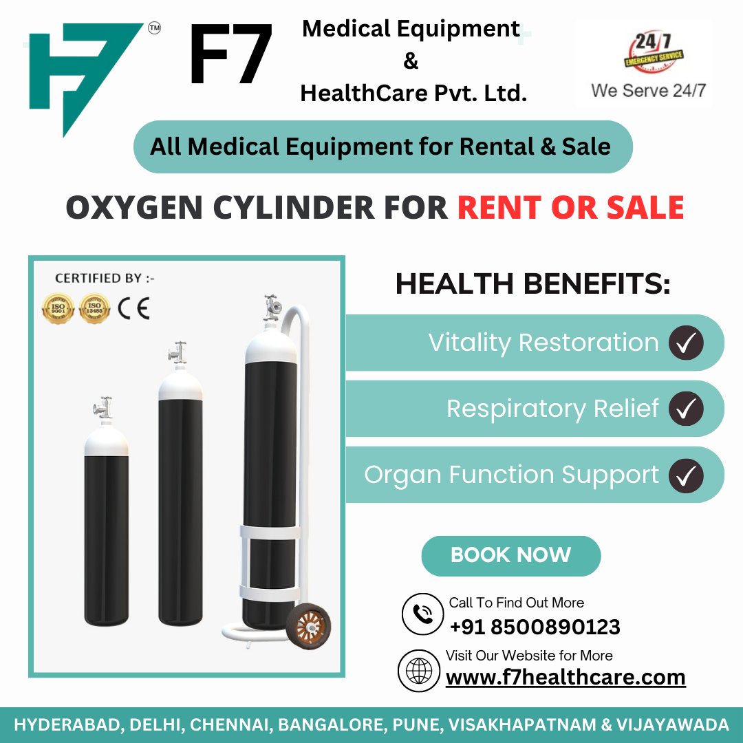 Experience the convenience and reliability of oxygen cylinder for rent or sale with F7 Healthcare Pvt. Ltd. Contact us today to purchse oxygen cylinder for rent or sale in India. #F7Healthcare #oxygencylinder #covid #oxygen #india #covidindia #corona #hospital #oxygentherapy