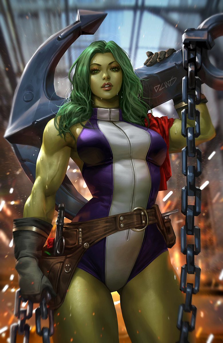 My upcoming variant cover for Marvel's She-Hulk issue 14. Really fun painting this one! hope I managed to make her look badass haha #marvel #shehulk