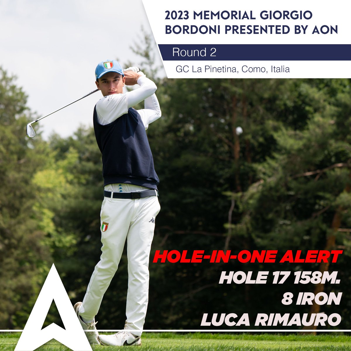 🚨⛳️Hole-in-One Alert during Round 2.

🇮🇹Luca Rimauro (am) made a Hole-in-One on hole 17 with a 8 iron from 158 meters👏🏻🍾

📸 Alps Tour Golf

#2023AlpsTourSeason 
#raisinggolfstars 
#risinggolfstars