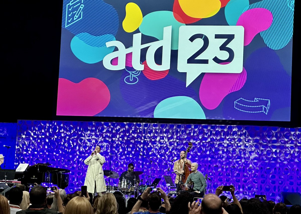 cnfields's tweet photo. Leslie Odom Jr. was the closing speaker at #ATD23 and he did not disappoint.   What an amazing talent! https://t.co/Tj5NPndACa