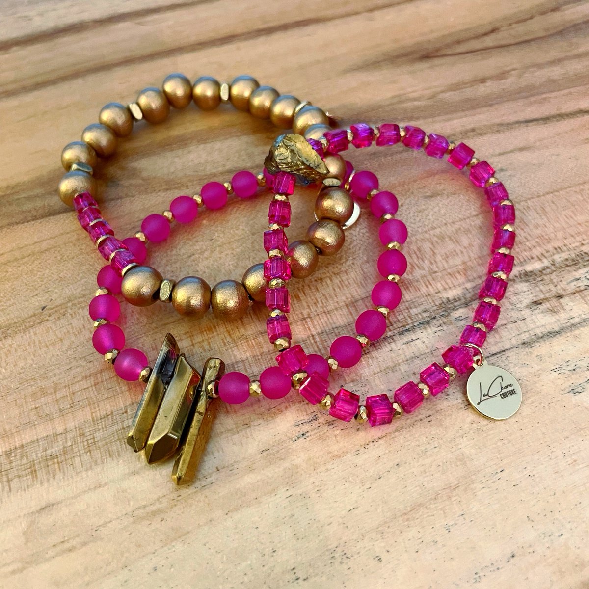 This might be the prettiest bracelet stack we have seen yet! Our Tiny Dancer, Pure Drama, and Pink Glitter Bracelets certainly pack a punch of pink! 

#handmadejewerly #goldjewelry #pinkjewelry