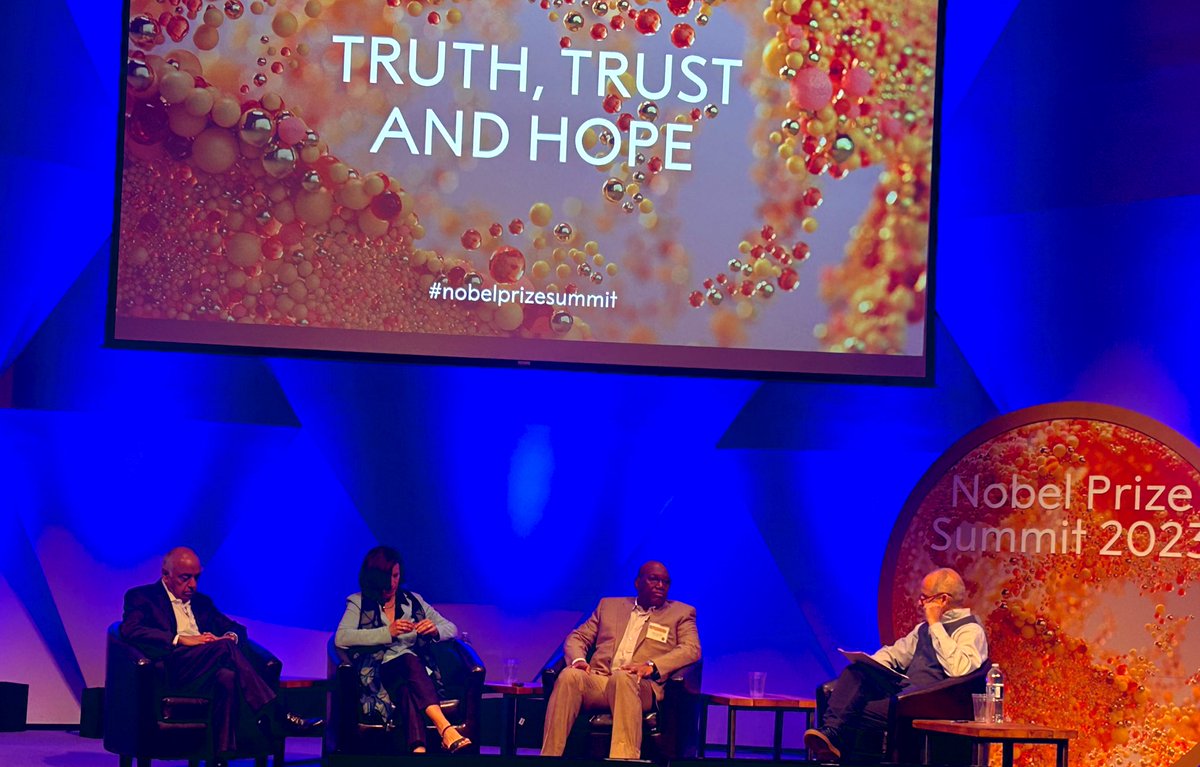 FortunArty's tweet photo. Honoured to attend the #NobelPrizeSummit at the National Academies of Sciences in Washington. The truth, trust &amp;hope session brilliantly engages discussion on building interdisciplinary collaboration in science to manage misinformation &amp; disinformation. @ssrc_org #MercuryProject https://t.co/a8YapnSEUe