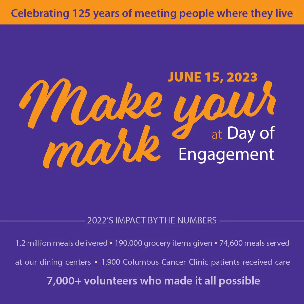 Thanks to each volunteer who made 2022 a banner year for service delivery! 
If you’re looking for more ways to engage, tap the link in our bio to register for Day of Engagement. This event is a chance to learn more &amp; connect with us in whichever way is meaningful to you!