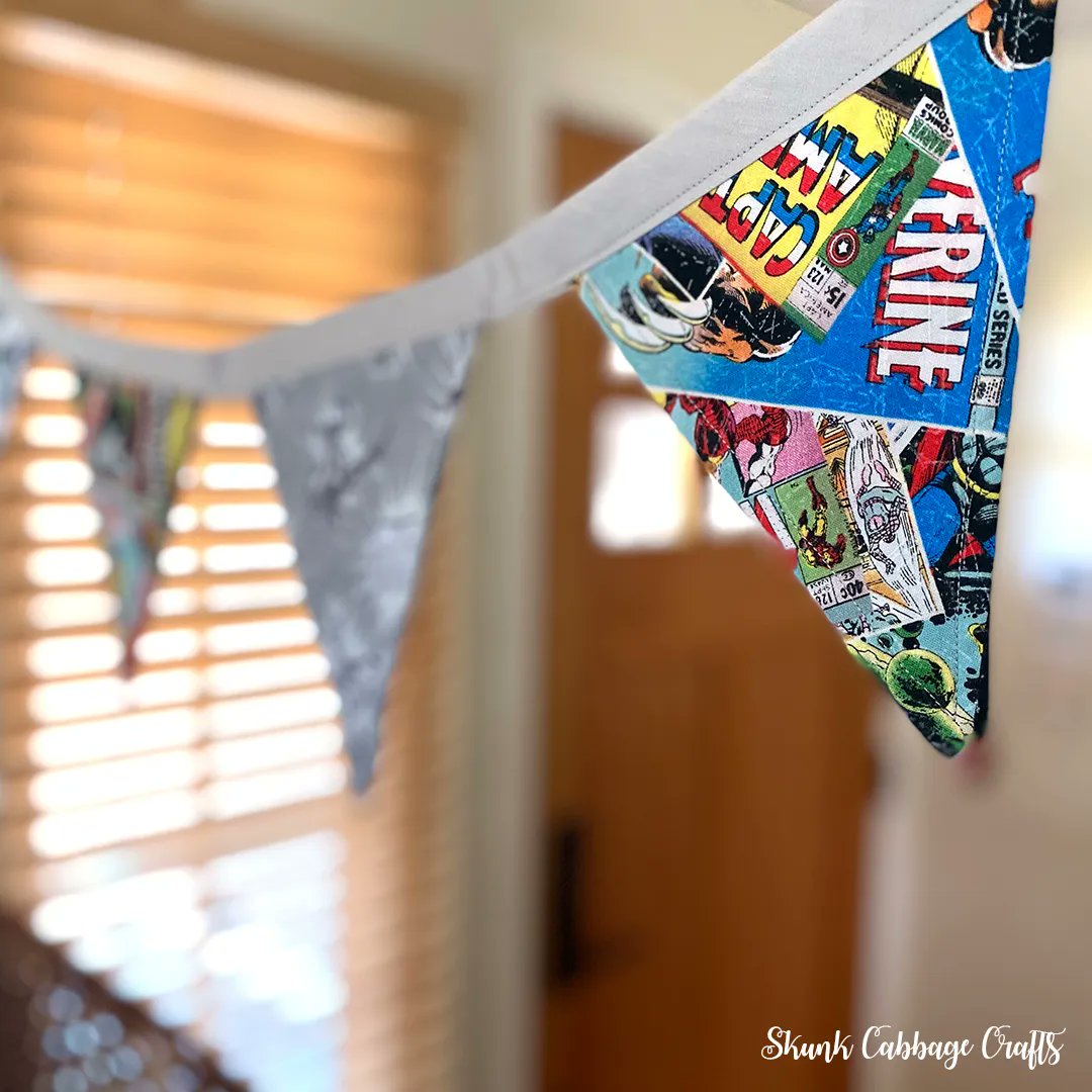Brighten up a space with bunting!  Link in bio. #SkunkCabbageCrafts #handmade #shopsmall #lowwasteliving #etsy #supportsmallbusiness #organichome #naturalhome #handmadegifts #handcrafted #ecohome #ecofriendly #bunting #decor #naturaldecor