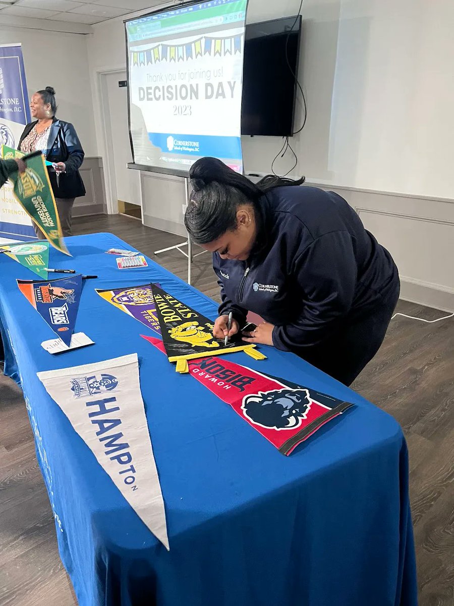 CornerstoneofDC's tweet photo. Decision Day is a national celebration for the Class of 2023 to announce their college plans. Earlier this month, all K-12 students attended our first-ever, Cornerstone Decision Day. We couldn’t be prouder of these seniors! https://t.co/BXefGH1AVV