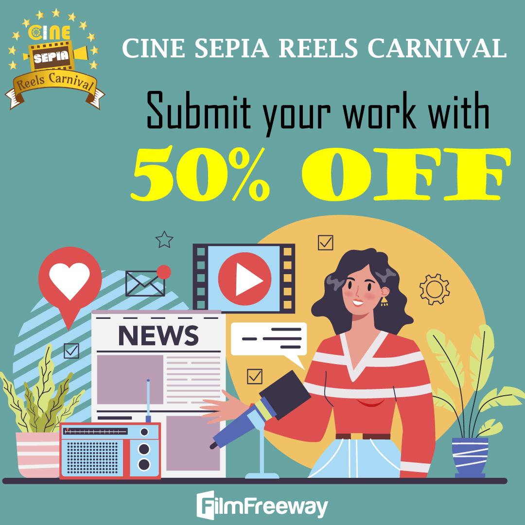 Cine Sepia Reels Carnival is here to welcome all of you to participate in our celebration of cinema and creation. Share the stage with us by sharing your work at our festival.  50% Discount Code-2CSRC50 Submission Link- filmfreeway.com/CineSepiaReels…