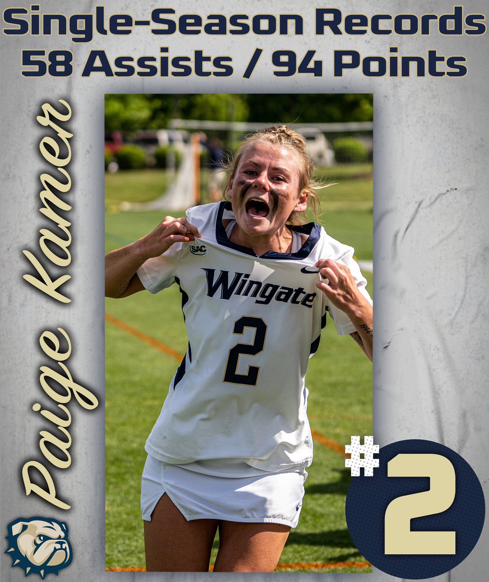 Have a year Paige Kamer!! #WINgate single-season record for points & assists for the SAC regular season & Tourney champs! #OneDog | @Wingate_WLax