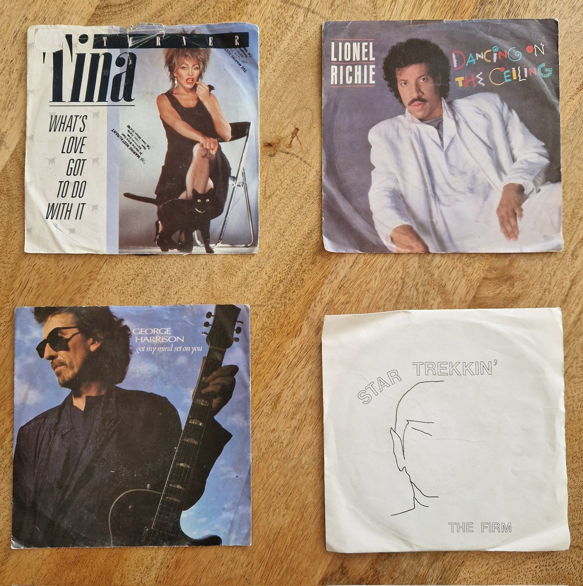 Quite apt that I picked up a #TinaTurner #vinyl today. Also, a couple of others #LionelRichie #GeorgeHarrison #TheFirm not bad little #CharityShop haul 💿🎶🎵