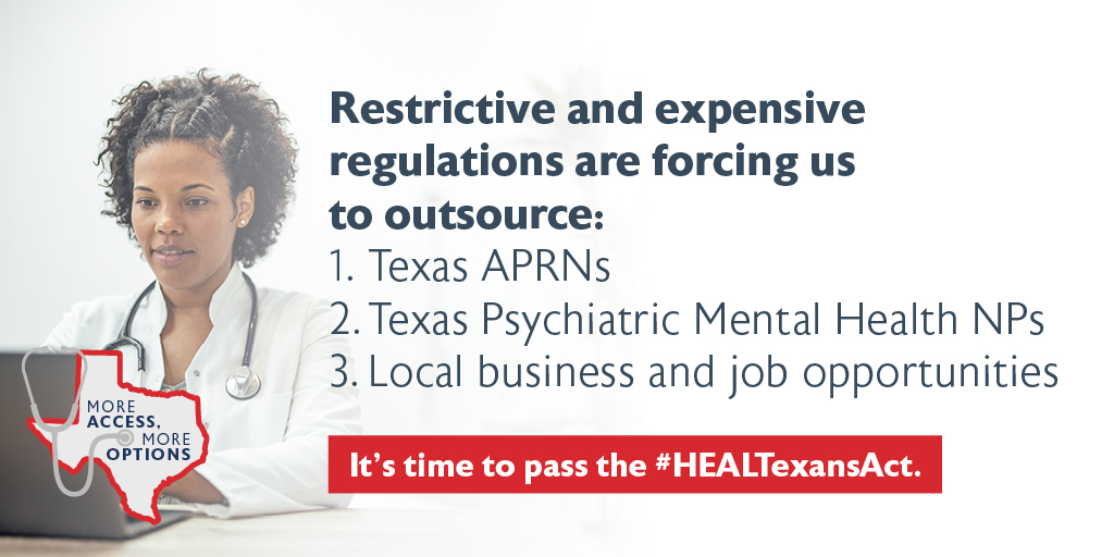 Texans4HCAccess's tweet photo. Because the laws in Texas are so restrictive that we’re outsourcing our NPs to other states. #PatientsOverProfits #txlege #MoreAccessMoreOptions #HEALTexansAct https://t.co/jIh8t9nsbu (2/2) https://t.co/55Q0rpVAGw