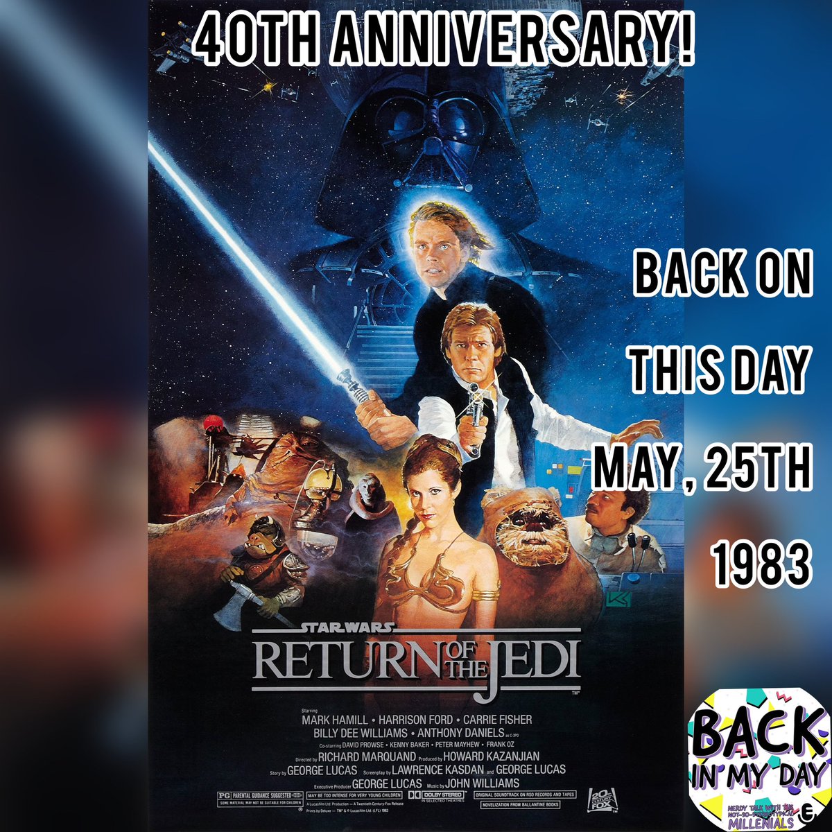 Happy 40th anniversary to the release of Return of the Jedi. At least one of our host’s favourite #StarWars movie, and a movie we reviewed back on episode 46 of the podcast. #ReturnoftheJedi 

open.spotify.com/episode/1eOy1v…