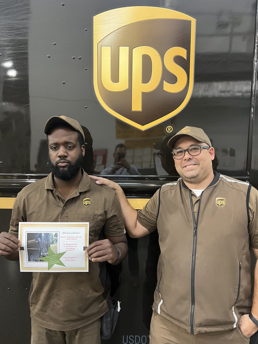 ArrowoodUps's tweet photo. These 3 guys made a commitment to improve their telematics back first exceptions and combined went from 17 events to 0! Better Telematics = Safer Driver!!!! Thank you Karradus Pettus, Steven Davis and Jason Chanthaboury!!! Way to go fellas!! #UPSafety https://t.co/EDQiPryGfX