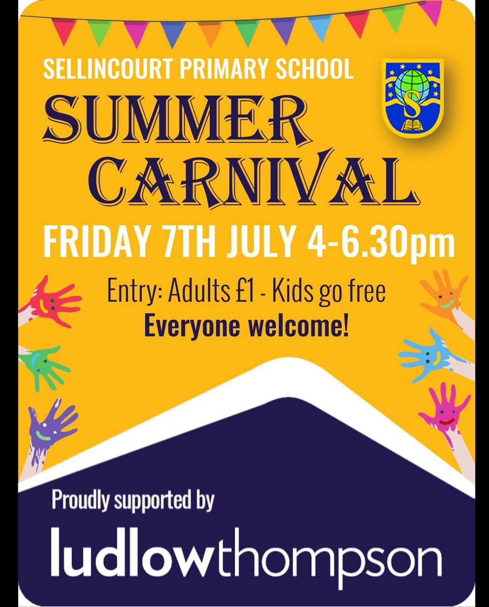 Could you help us raise money for Sellincourt Primary School by hosting a ludlowthompson sponsorship board outside your home for a couple of weeks. Your help will ensure our Summer Carnival raises much needed funds to help all pupils in our school community. Thankyou ❤️