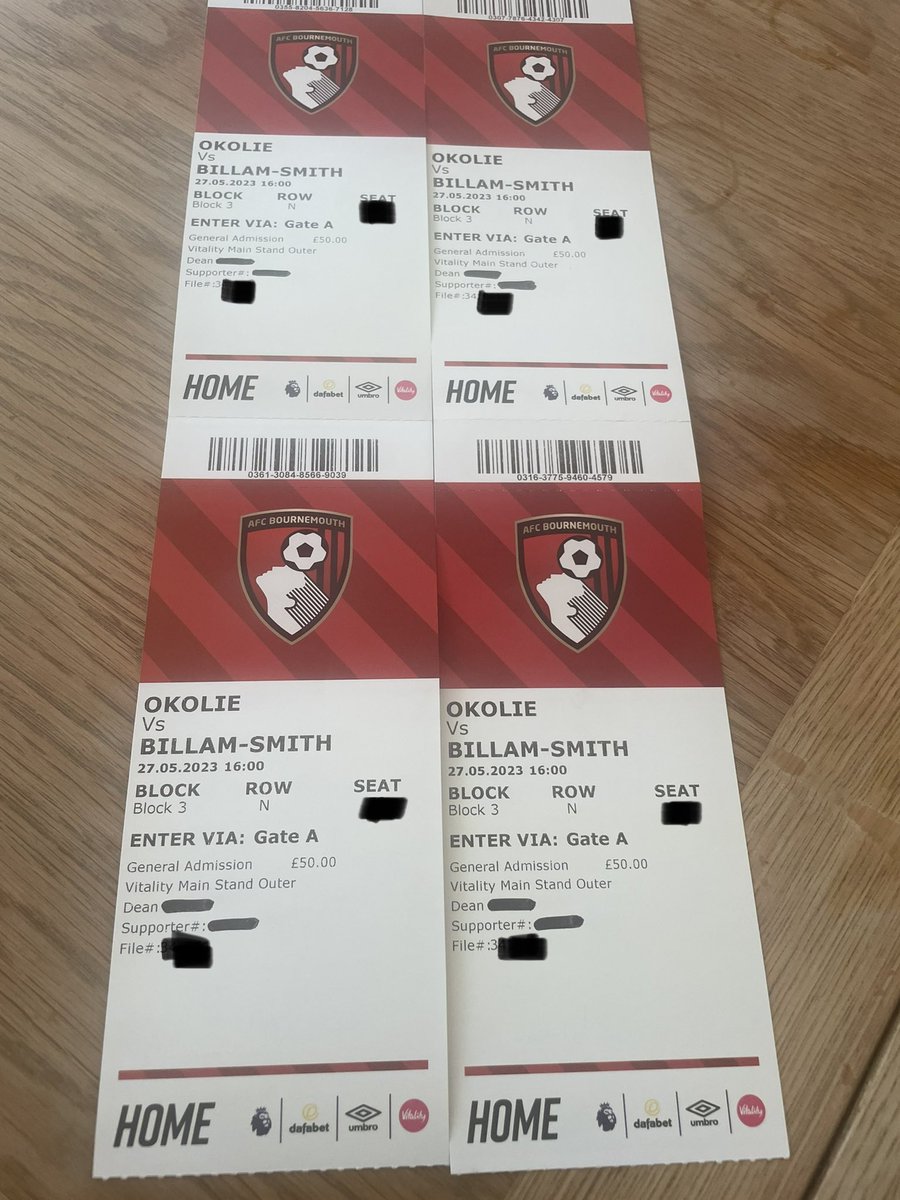 @SkySportsBoxing @SkySports 4 x tickets together for CBS V Okolie this Saturday at Dean Court. In hand ready for collection. Anyone interested, we bought them for friends who have now decided to go to the Monaco Grand Prix 🤷🏻‍♂️
You will be sat next to me and 5 of my mates.