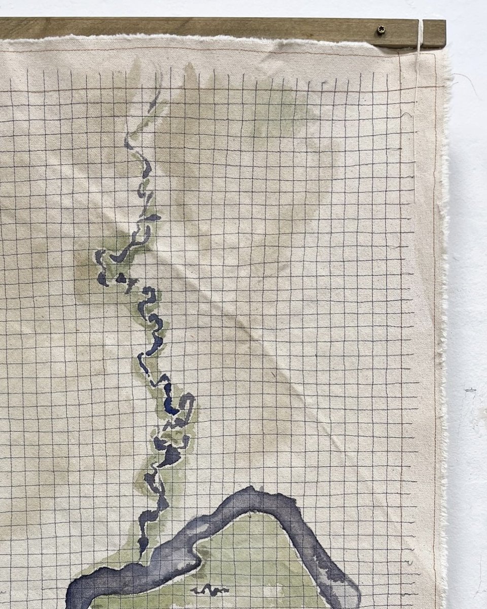Summit_Artspace's tweet photo. Opening TOMORROW Fri, May 26, 5-7 pm: exhibition by #ClevelandInstituteofArt student Tamsyn Kuehnert. Using earth-derived pigments, sewing techniques and scrap materials, Kuehnert’s paintings are abstracted #TopographicalMaps that reflect our natural world from a new perspective. https://t.co/EjR2itPx5x
