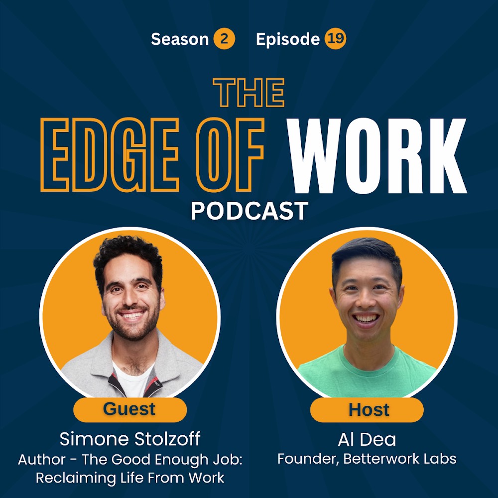 Enjoyed my conversation with <a href="/SimoneStolzoff/">Simone Stolzoff</a> about his book The Good Enough Job. Thoughtful conversation about the the opportunity to reimagine how we think about work in the context of our lives 
podcasts.apple.com/us/podcast/s2-…