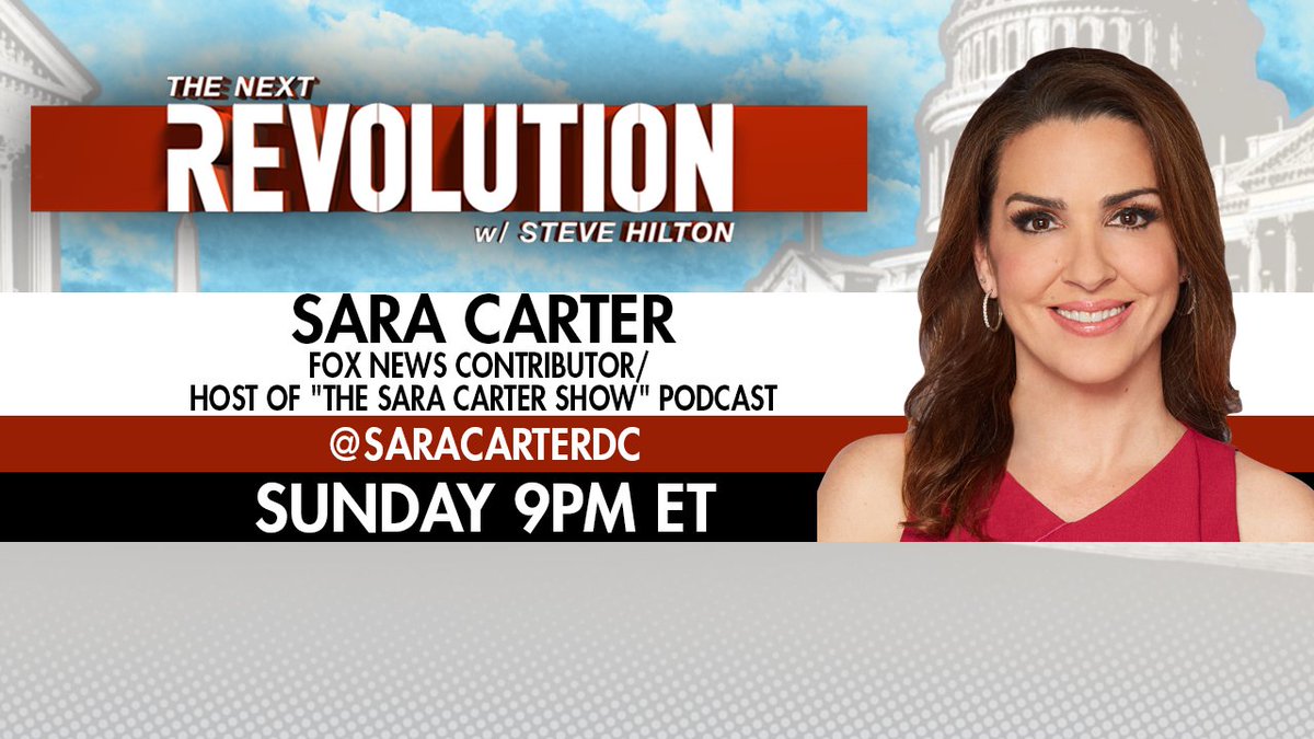 SUNDAY AT 9PM ET: @SaraCarterDC joins #NextRevFNC! Don't miss it - only on @FoxNews!