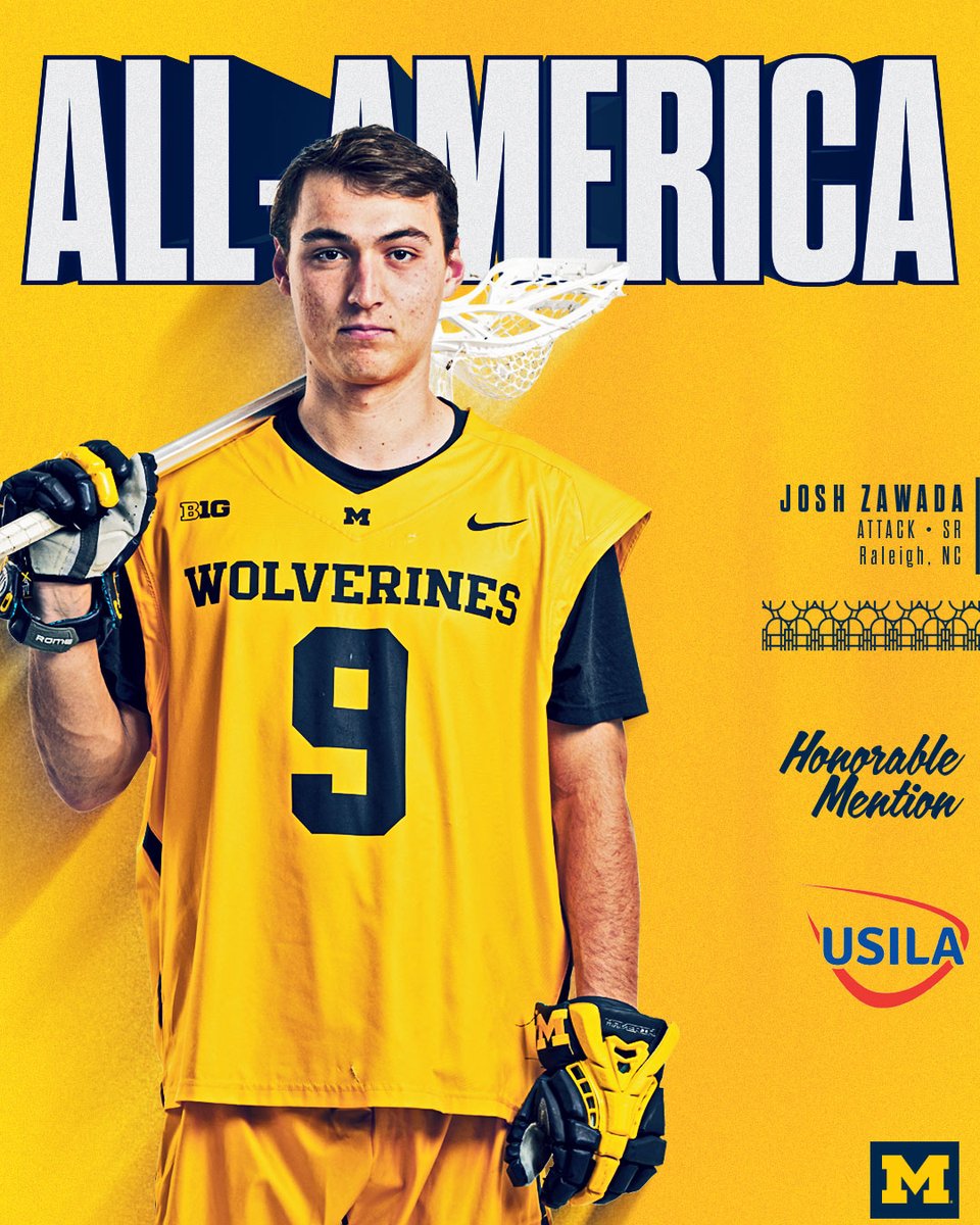 UMichLacrosse's tweet photo. 𝘜𝘚𝘐𝘓𝘈 𝘈𝘭𝘭-𝘈𝘔𝘌𝘙𝘐𝘊𝘈

Justin Wietfeldt named FIRST USILA All-American in program history; Boehm, Zawada earn honorable mention nods.

#GoBlue〽️ https://t.co/NyYKVMpEx6